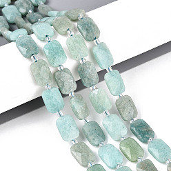 Амазонит Природных амазонит бисер нитей, прямоугольные, граненые, с бисером, 11.5~12x8x4~5 мм, отверстие : 0.9 мм, около 26~27 шт / нитка, 14.57~15.08'' (37~38.3 см)