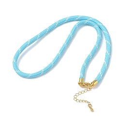 Sky Blue Ployester Core-Wrapped Round Cord Necklace Making, with Brass Finding, Golden, Sky Blue, 17.72x0.18 inch(45x0.45cm)