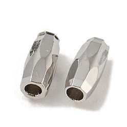 Платина Латунные бусины, без кадмия, без никеля и без свинца, граненые, баррель, платина, 5x2.5 мм, отверстие : 1.2 мм