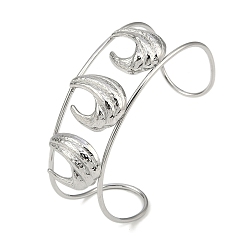 Луна Не тускнеет 304 браслеты-манжеты из нержавеющей стали с широкой полостью и текстурой, матовые, луна, 2-1/2~2-5/8 дюйм (6.5~6.75 см) x 1-7/8 дюйм (4.7 см)