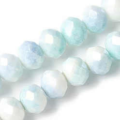 Светло-голубой Стеклянные бусины с гальваническим покрытием , рондель, граненые, светло-голубой, 10x8 мм, отверстие : 1.4 мм, 15.75'' (40 см)