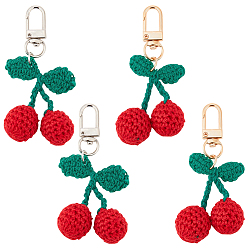 Платиновый & Золотой 4шт 2 цвета вишневый шерсть вязание подвеска украшения, для брелка для наушников сумка подарок кулон украшение, платиной и золотом, 88 мм, 2 шт / цвет