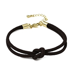 Coconut Brown 3MM Round Nylon Braided Cord Bracelet Making, Knot, with Golden 202 Stainless Steel Lobster Clasp & Brass Finding, Coconut Brown, 6.69x0.39 inch(17x1cm)