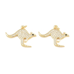 Kangaroo Латунные микро проложить кубического циркония подвески, долговечный, стойки покрытие, без свинца и без кадмия, с целью перехода в кольце, реальный 18 k позолоченный, кенгуру, 18.5x26x2.5 мм, отверстие : 3.5 мм