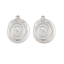 Stainless Steel Color 304 Stainless Steel Pendants, Spiral Shell Shape Charms, Stainless Steel Color, 16.5x12.5x1.5mm, Hole: 1mm