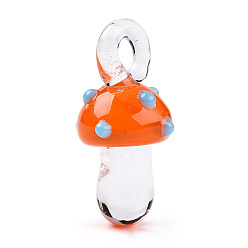 Темно-Оранжевый Подвески лэмпворк ручной работы, гриб, темно-оранжевый, 26~30.5x14x14 мм, отверстие : 2~5x4~5.5 мм