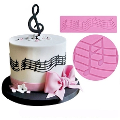Hot Pink Music Note Cake Side Decoration DIY Silicone Molds, Fondant Molds, Resin Casting Molds, for Chocolate, Candy, UV Resin & Epoxy Resin Craft Making, Hot Pink, 198x60mm