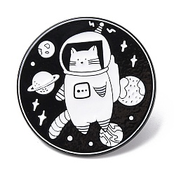 Черный Эмалевые булавки, булавки для лацканов из сплава для одежды рюкзака, плоские круглые с кошкой, чёрные, 30 мм