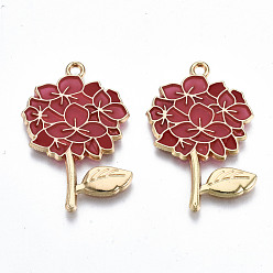 Малиновый Подвески из прозрачной эпоксидной смолы, с фурнитурой из экологически чистого сплава и эмалью, без кадмия и без свинца и без никеля, цветок, малиновый, 33x22x1.5 мм, отверстие : 1.8 мм