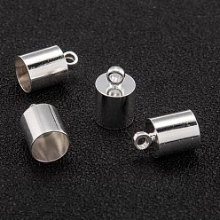 Посеребрённый Латуни мозг заканчивается, Торцевые крышки, долговечный, колонка, 925 серебро покрытием, 11x7 мм, отверстие : 1.8 мм, внутренний диаметр: 6 мм