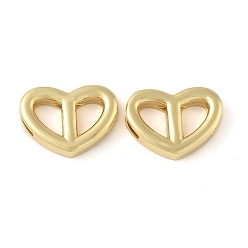 Настоящее золото 18K Латунные кольца для соединения сердечек, долговечный, без свинца и без кадмия, стойки покрытие, реальный 18 k позолоченный, 12x17x3.5 мм, отверстие : 6x2 мм