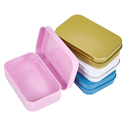 (52) Непрозрачная лаванда 4 шт. 4 цвета железные шкатулки для хранения ювелирных изделий с откидной крышкой, для свечей, сухое хранение, специи, чай, конфеты, сувениры для гостей, прямоугольные, разноцветные, 9.8x6.35x2.25 см, 1 шт / цвет