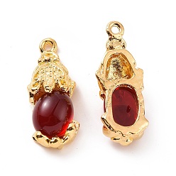 (123L) Белый крем непрозрачный блеск Подвески из сплава со стеклом, имитация нефрита, пи сю очарование, золотые, огнеупорный кирпич, 26x10x6.5 мм, отверстие : 1.5 мм