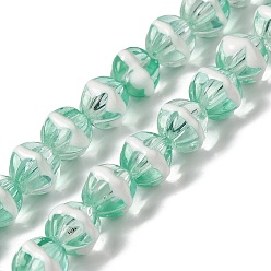 Аквамарин Прозрачные стеклянные бусины, с эмалью, тыква, аквамарин, 10~10.5x11~12x10~10.5 мм, отверстие : 0.9 мм, около 38 шт / нитка, 15.43''~15.75'' (39.2~40 см)