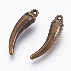 Antique Bronze CCB Plastic Pendants, Chili, Antique Bronze, 38x9x9mm, Hole: 1.6mm