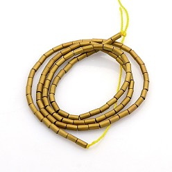с Золотистым Покрытием Гальванизировать обмороженные немагнитных синтетический гематит бисер пряди, колонка, с золотым покрытием, 4x2 мм, отверстие : 0.8~0.9 мм, около 98 шт / нитка, 15.75'' (40 см)