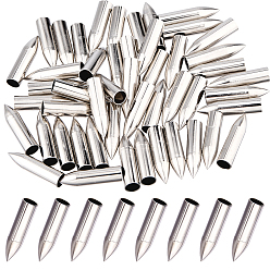 Stainless Steel Color 50Pcs Stainless Steel Cord End, Bullet Shape, Stainless Steel Color, 32x8mm, Hole: 7mm