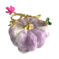 Lepidolite Natural Lepidolit Carved Healing Pumpkin Figurines, Reiki Energy Stone Display Decorations, 60x55mm