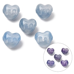 Light Sky Blue Resin UV Reactive Beads, Color Changing Beads, Melting Heart, Light Sky Blue, 15.5x18x15.5mm, Hole: 2mm