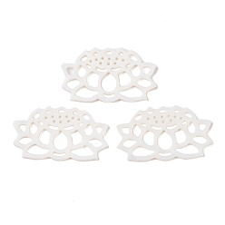 Морская Ракушка Резные кабошоны из натуральной белой ракушки, полые цветок, цвет морской раковины, 20x34.5x2 мм