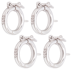 Серебро 4 шт. 925 застежки-крутилки из стерлингового серебра, кольцо, с 1 листовой двусторонней замшевой тканью для полировки серебра, серебряные, 9x10.5x3 мм, внутренний диаметр: 6 мм