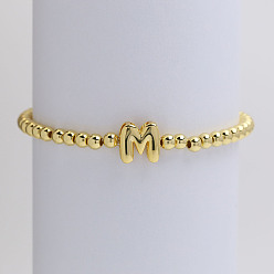 Letter M Латунные браслеты из бисера для женщин, буквы, золотые, Буква М, внутренний диаметр: 2-3/8 дюйм (6 см)