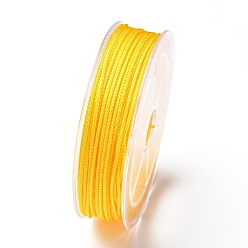Золотистый Плетеные нити нейлона, мамбо нить, для изготовления ювелирных изделий, золотые, 1.5 мм, около 19.68 ярдов (18 м) / рулон