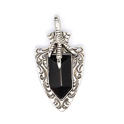 Обсидиан Природные подвески обсидиана, коготь дракона, 55x23x8 мм