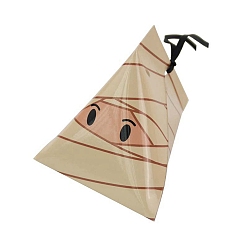 Wheat Halloween Cartoon Cardboard Candy Boxes, with Silk Ribbon, Triangle Snake Gift Box, for Halloween Party Supplies, Wheat, 9.4x8.4x8cm