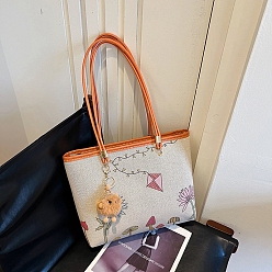 Оранжевый Набор сумок-тоут большой емкости с растительным принтом своими руками, включая материалы сумки из искусственной кожи, оранжевые, 270x310x100 мм