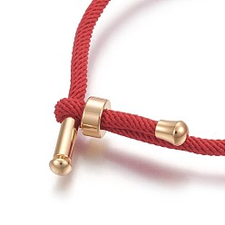 Real 18K Gold Plated Cotton Cord Bracelets, Red String Bracelets, with Brass Finding, Long-Lasting Plated, Red, Real 24K Gold Plated, 8-1/2 inch(21.5cm)~9 inch(23cm)