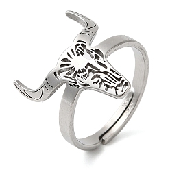 Нержавеющая Сталь Цвет Не тускнеющий крупный рогатый скот 201 нержавеющая сталь регулируемые кольца для женщин, цвет нержавеющей стали, внутренний диаметр: 18 мм