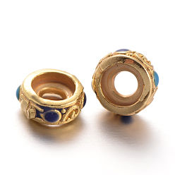 Golden Flat Round Alloy Enamel Spacer Beads, Golden, 6x3mm, Hole: 2mm