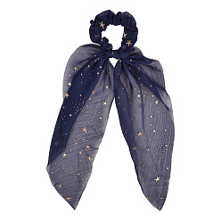 Прусский Синий Звездная ткань, эластичный конский хвост, веревка для волос, длинные ленты, резинки для волос, резинка для волос / резинки для волос, аксессуары для волос для девочек женщин, берлинская лазурь, 381x80 мм