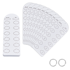 White 60Pcs Colored Paper Card, Rectangle, with 2Pcs Iron Loose Leaf Book Binder Hinged Rings, White, 160x55x0.3mm, Hole: 3.5mm