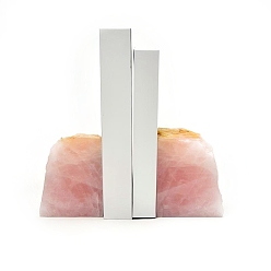 Розовый Кварц Декоративные подставки для книг из натурального розового кварца, Неправильные каменные ограничители для книг для домашнего декора, 50x180x120 мм