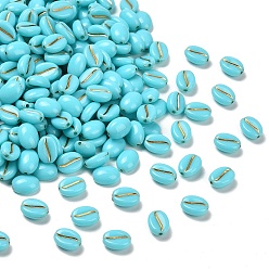 Голубой Непрозрачные акриловые бусины, кофейный боб, золотой металл обвитыми, голубой, 10.5x8x4.5~5 мм, отверстие : 1.2 мм, Около 1851~1900 шт / 500 г