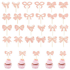 Pink 5 бумажные пакеты с бантами украшения для торта, торт вставки карты, розовые, 50~60x70~88x0.5 мм
