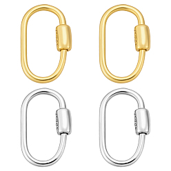 Oval 4шт. 2 цвета, серебряный карабин с фиксатором, платиной и золотом, овальные, 9x5.5x1~1.5 мм, 2 шт / цвет