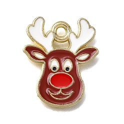 Other Animal Подвески из эмали и сплава, золотые, Рождественская серия, лось, 18x15x2 мм, отверстие : 1.6 мм