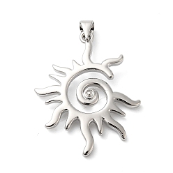 Платина Латунные подвески, без кадмия и без свинца, солнце, платина, 32x26x4 мм, отверстие : 5x4 мм