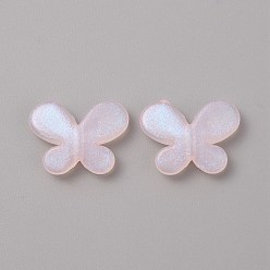 Pink Прозрачный бисер cmолой, блеск бисера, бабочка, розовые, 15x19.5x4.5 мм, отверстие : 1.8 мм