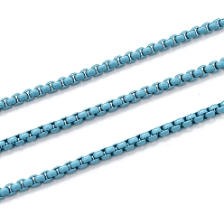 Небесно-голубой Латунные цепи, окрашенные распылением, венецианские цепи, с катушкой, несварные, голубой, 2x2.5x2.5 мм