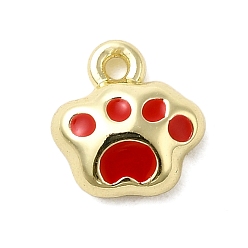 Красный Сплав эмали прелести, стойки покрытие, долговечный, без свинца, без кадмии и без никеля, золотой свет, очарование отпечатка лапы, красные, 8x7.5x3 мм, отверстие : 1 мм