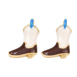 Снежный Латунь эмаль подвески, обуви, реальный 18 k позолоченный, снег, 20.5x14.5x4 мм, отверстие : 4x2 мм