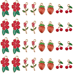 Mixed Shapes 80 шт 4 стили подвески из сплава эмали, золотой свет, разнообразные, 13~24.5x10~14.5x1.5~2 мм, отверстие : 1.8~2 мм, 20 шт / стиль