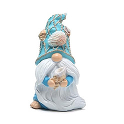 Светло-Голубой Летние гномы с морскими звездами и ракушками в форме скульптур из смолы, украшения для выставки, украшения статуи, для домашнего офисного стола, Небесно-голубой, 57x50x95 мм