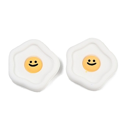 Белый Кабошоны из смолы с изображением смайлика, яйцо, белые, 26.5x26x5.5 мм