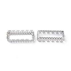 Platinum Brass Sew on Prong Settings, Filigree Open Back Claw Settings for Pointed Back Rhinestone, Rectangle, Platinum, Tray: 7x22mm, 23x9x6mm, Hole: 0.8mm