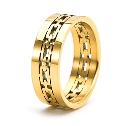 Золотой Массивные кольца из нержавеющей стали, инкрустация звеньев цепи скошенные края, золотые, размер США 9 (18.9 мм)